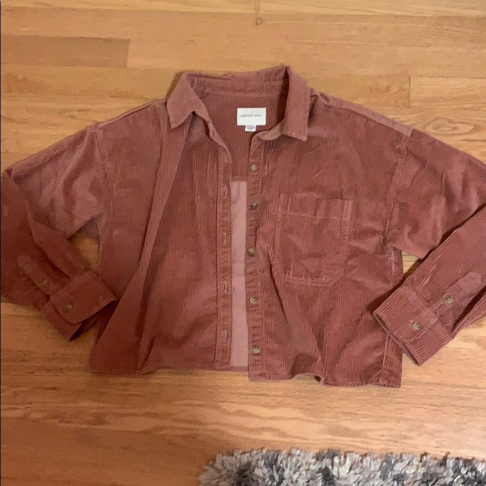 Pink Ribbed Button Down Jacket
